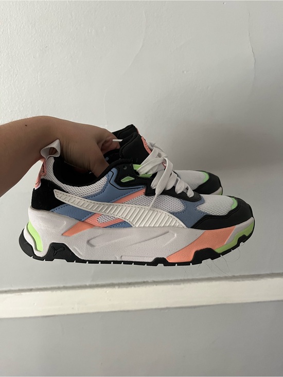 Puma Shoes - Puma White Black Coral Green Colorblock Sneakers